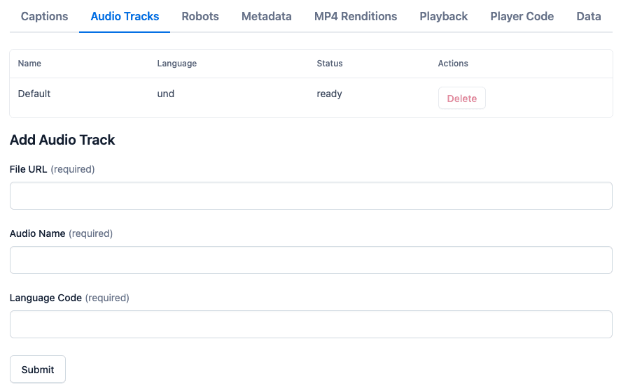 Audio Tracks tab
