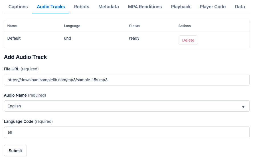 Adding new audio track