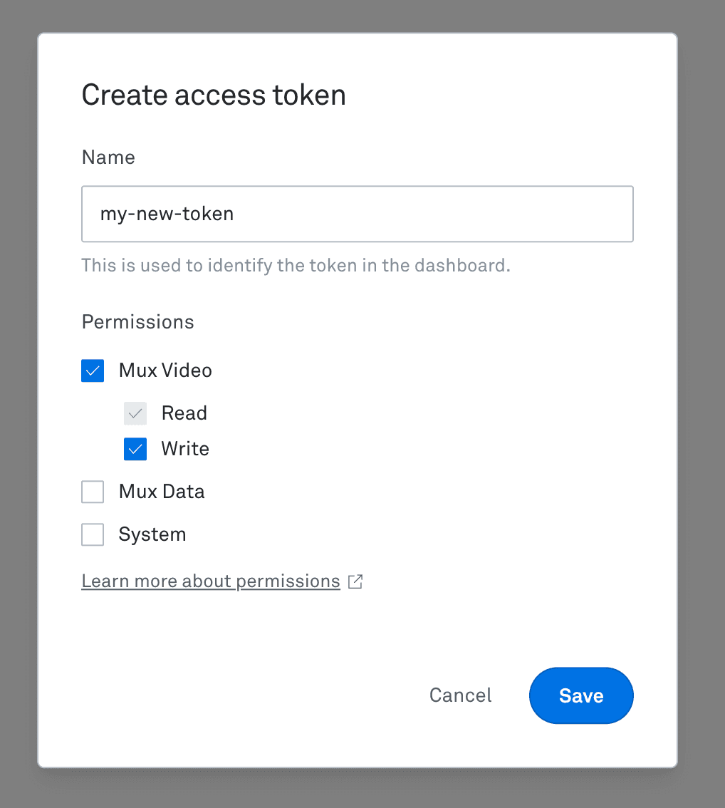 Mux Video access token permissions