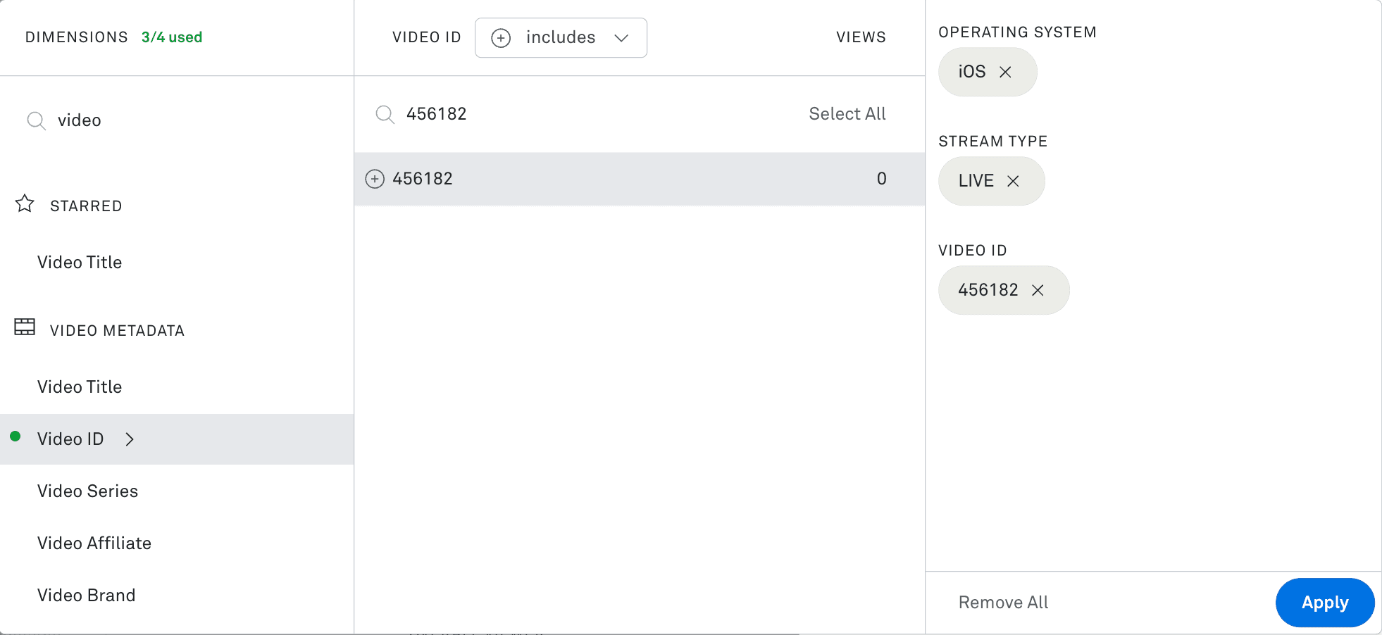 A Mux interface showing the “Create Filter Set” modal. The form includes a field to name the filter set, a privacy selector (Private selected), and a summary of applied filters: Dimensions (iOS, LIVE) and Metrics (Page Load Time). Buttons at the bottom allow Cancel or Save.