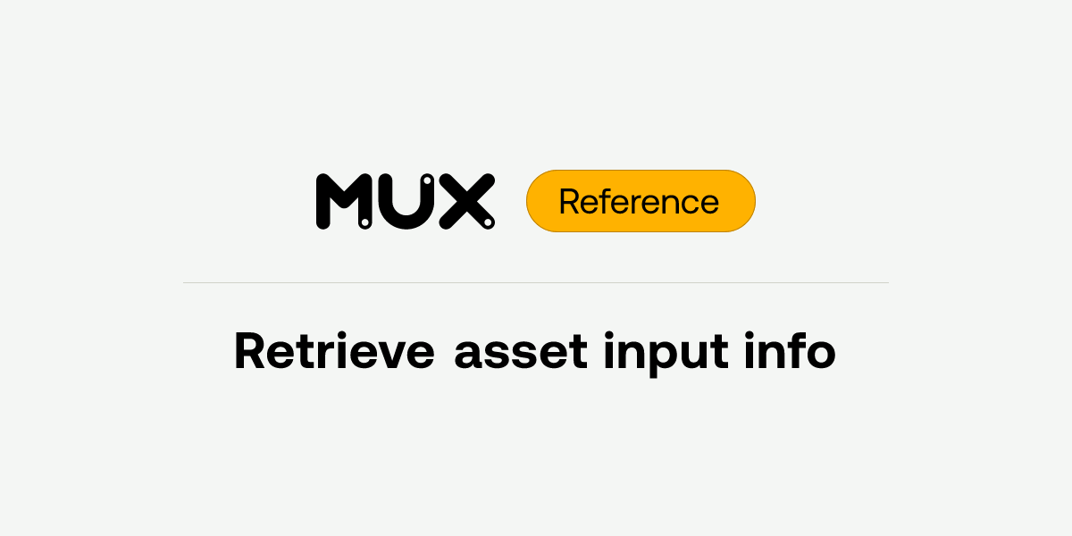 Retrieve asset input info | API reference