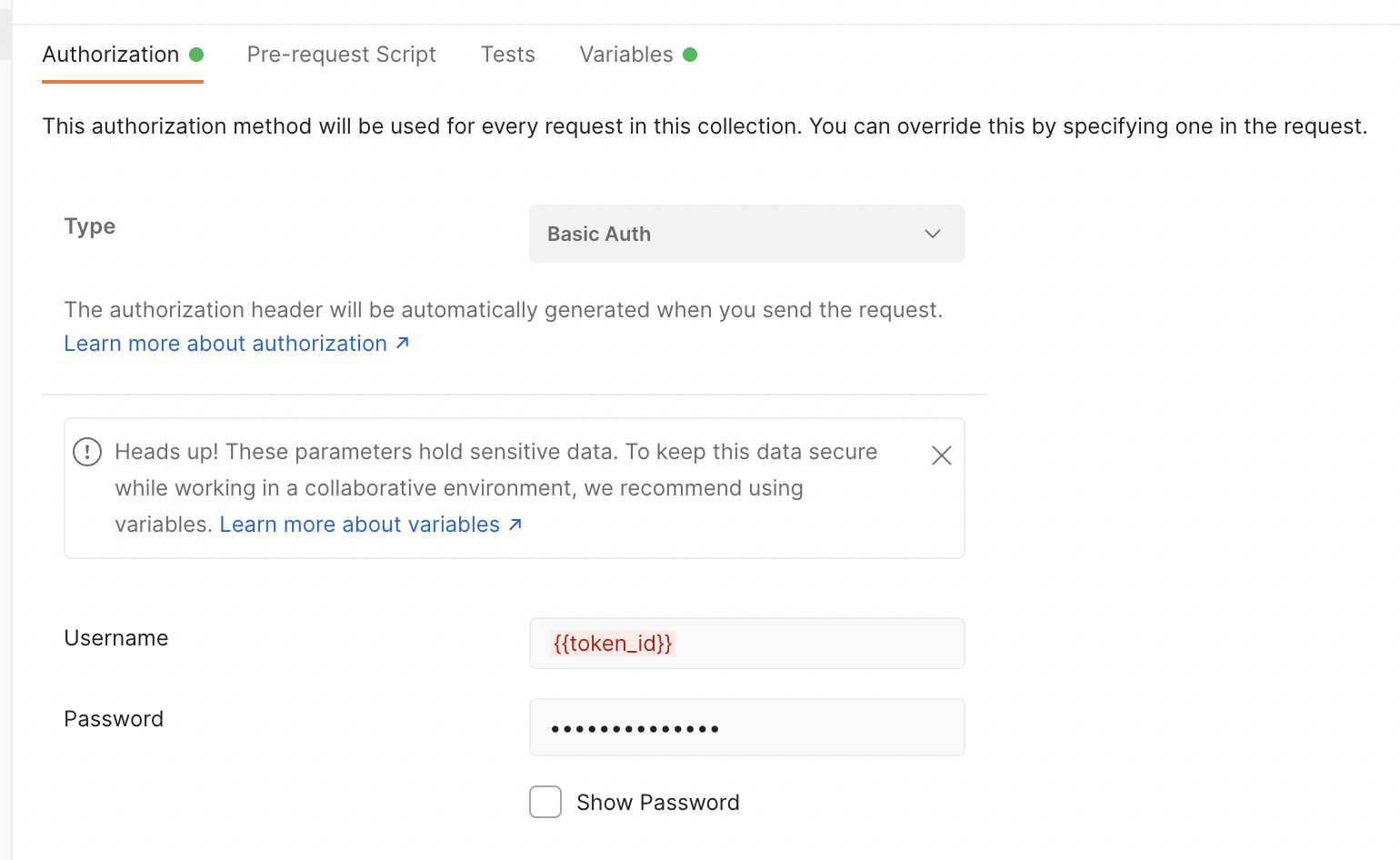 Hidden authentication in Postman